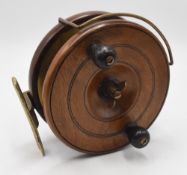Vintage mahogany/brass starback saltwater reel, 5 ½” diameter, lined guide for RHW, optional