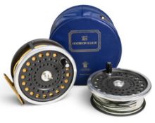 Hardy Bros “Marquis Salmon No 2” alloy salmon fly reel with spare spool, 4 1/8” ventilated spool,
