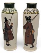 Fine pair of Royal Doulton Isacc Walton Ware Vases, 21cm tall, in good condition