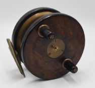 Scarce Milward Bartleet 5” mahogany/brass vintage reel, made in England. Matching twin tapered