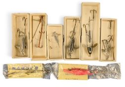 Boxed Hardy Fishing Lures, size 2 leaded crocodile spinner, size 2 unleaded crocodile spinner,