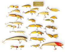 Fishing Plug Lure Collection: with noted names of Rebel, Ralpal, Abu, and a selection of vintage