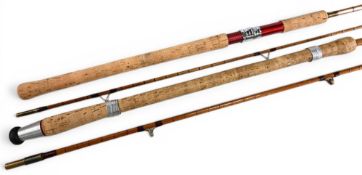 Unnamed split cane carp rod marked “The Sylvie Ruth Margaret”, 11ft 2pc, 28” detachable handle,