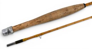 Lt Col Oborn hand built “Tenacity” split cane trout fly rod, 8ft 2pc, alloy sliding reel fittings,