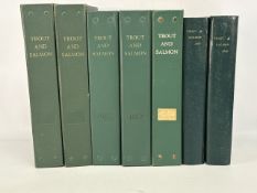 Trout and Salmon magazines 1963-1969 – two bound volumes with the rest in original binders – 12 x