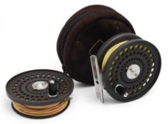 Orvis USA CF O III alloy trout fly reel, made in England, with spare spool, 3” ventilated frame