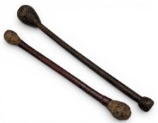 2x Antique leather Fishing Priests, with lead weighted heads