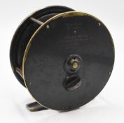 C Farlow’s Patent Lever 4 ½” all brass Salmon fly reel No 2593, pillared construction, rear