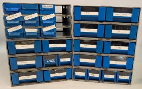 Fly-Tying Plastic Cabinet: full of tools and accessories, reels, flash, line, beads, feathers,