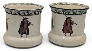 Fine pair of Royal Doulton Isacc Walton Ware Vases: There Stood My Friend with Patient Skill