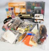 Fly-Tying Kit: vice with C clamp, wool, feathers, threads, wings, capes, flash, hooks, and much more