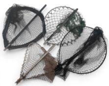 4x Unbranded Folding Landing Nets, assorted shapes and sizes, used