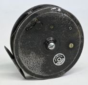 J W Young & Sons Redditch “The Rapidex” alloy centre pin reel, 4” narrow ventilated spool, 2 screw