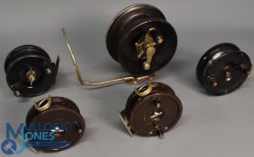 5x Bakelite reels - incl Alvey model 550/81 Bakelite and nickel side casting reel 5