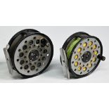 Farlow Cobra alloy trout fly reel, 3 ¼" ventilated spool, 2 screw latch, black handle, milled rim