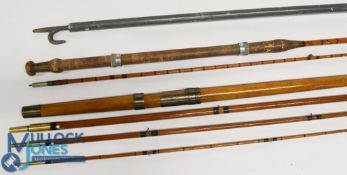 Charles Farlow of London 16ft 4pc greenheart salmon fly rod butt cap stamped 'Prize Medal 1862',