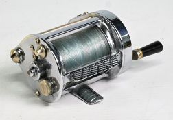 Hardy Bros “The Elarex” chromed alloy bait casting reel, twin handles, on/off check, ribbed foot,