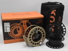 Vision Koma Kasette VKC 7/8 alloy trout fly reel with 2 spare cassettes, 3 ¾” wide ventilated spool,