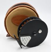 Fine Adcock Stanton Nottingham centre pin/trotting alloy reel, 4 ½” caged spool with milled rim twin