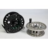 Vision Koma 9/11# alloy salmon fly reel and spare spool, 2 screw latch and ventilated spool, counter