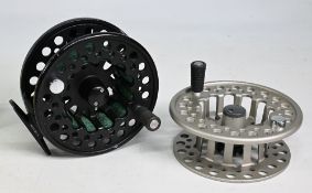 Vision Koma 9/11# alloy salmon fly reel and spare spool, 2 screw latch and ventilated spool, counter