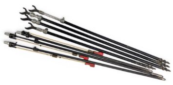 7x Assorted Fishing Rod Rest Poles, adjustable in used condition