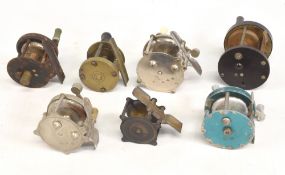 Collection of small alloy multiplier reels. All complete and working, just in need of a good clean