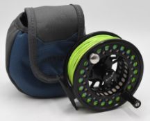 Orvis USA Hydros large arbor V salmon fly reel, 4 ¼” wide caged ventilated spool, 2 screw latch,