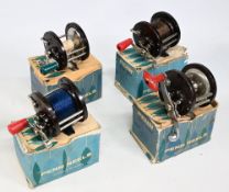4x Penn 85 multiplier reels, counter balanced handle, star brake, on/off check, good free spool. All
