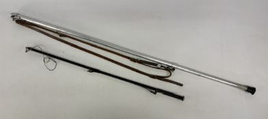Period Brass telescopic Hardy Salmon Tailer, an aluminium wading staff with screw fitting for gaff