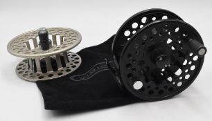 Vision Koma 9/11# alloy salmon fly reel and spare spool, 4 ¼” wide ventilated spool 2 screw latch