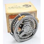 T&F Gear Classic alloy centre pin/trotting reel, 4 ½” perforated spool/ferule twin handles,