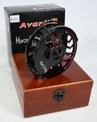 Avanti Marco Cortesi black centre pin/trotting reel, 4 ½” spool with twin handles, on/off check,