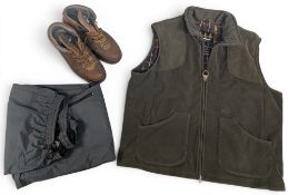 Fishing Outdoor Clothes and Boots: a good Barbour fleece Jillette XXL, a leather pair of Alpitrek