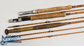 Allcock The Ian Bench 9ft 2pc split cane trout fly rod some marks to varnish in cloth bag, plus an