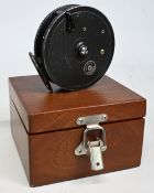 J W Youmng Redditch “The Rapidex” alloy centre pin reel, 4” narrow ventilated spool, twin handles, 2