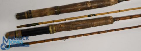 James Ogden Cheltenham split cane trout fly rod, 8ft 2pc brass reel fittings, agate butt/tip