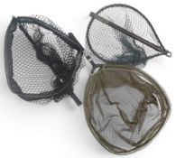 3x Folding Landing Nets, makers inc Snowbee, Wilco, metal with telescopic handles. in good used