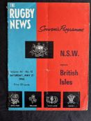 1966 British and I Lions Rugby Programme: Issue v New South Wales, bright Rugby News cover, sought-