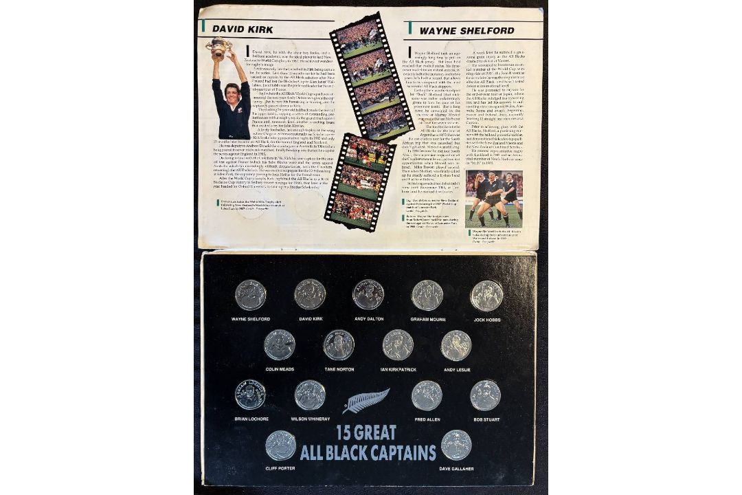 c1990 NZ All Blacks’ Rugby Captains Medal Collection in Album: Full set of captain’s heads medals - Image 2 of 2