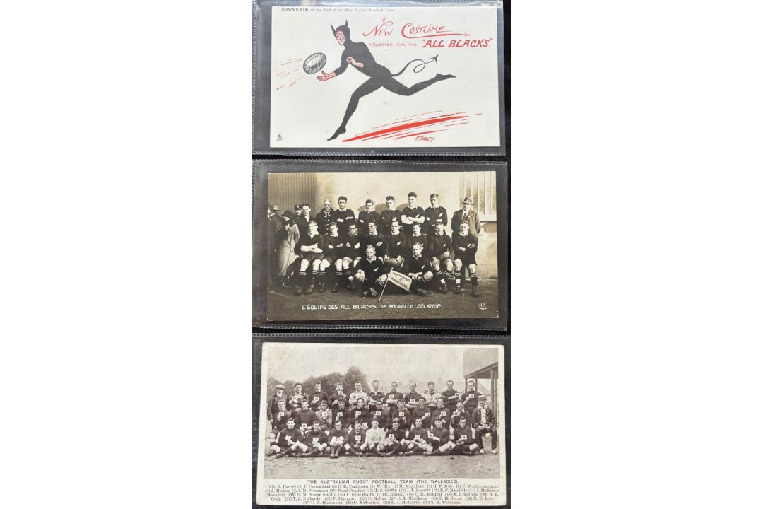 1905 to 1924 Vintage All Blacks and Wallabies Rugby Postcards (3): Famous Tuck’s image in colour,