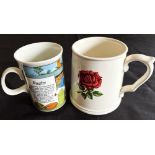1970 and after, Pair of Rugby Mugs/Tankards (2): The classic strongly and simply designed red rose