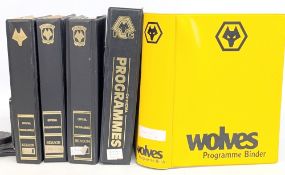 1990-2004 Qty of Wolves Wolverhampton Wanderers Home Football Programmes, part run in binders