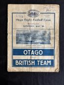 1950 British and I Lions Rugby Programme v Otago: Scarce and sought-after edition but worn,