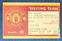 TICKET: Treble season 1998/99 Manchester United v Chelsea 16 December 1998. (1)