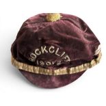 1901-2 Rockcliff RFC Rugby Honours Cap: With some wear but acceptable for age of 125 years, maroon