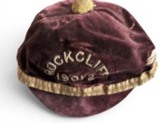 1901-2 Rockcliff RFC Rugby Honours Cap: With some wear but acceptable for age of 125 years, maroon