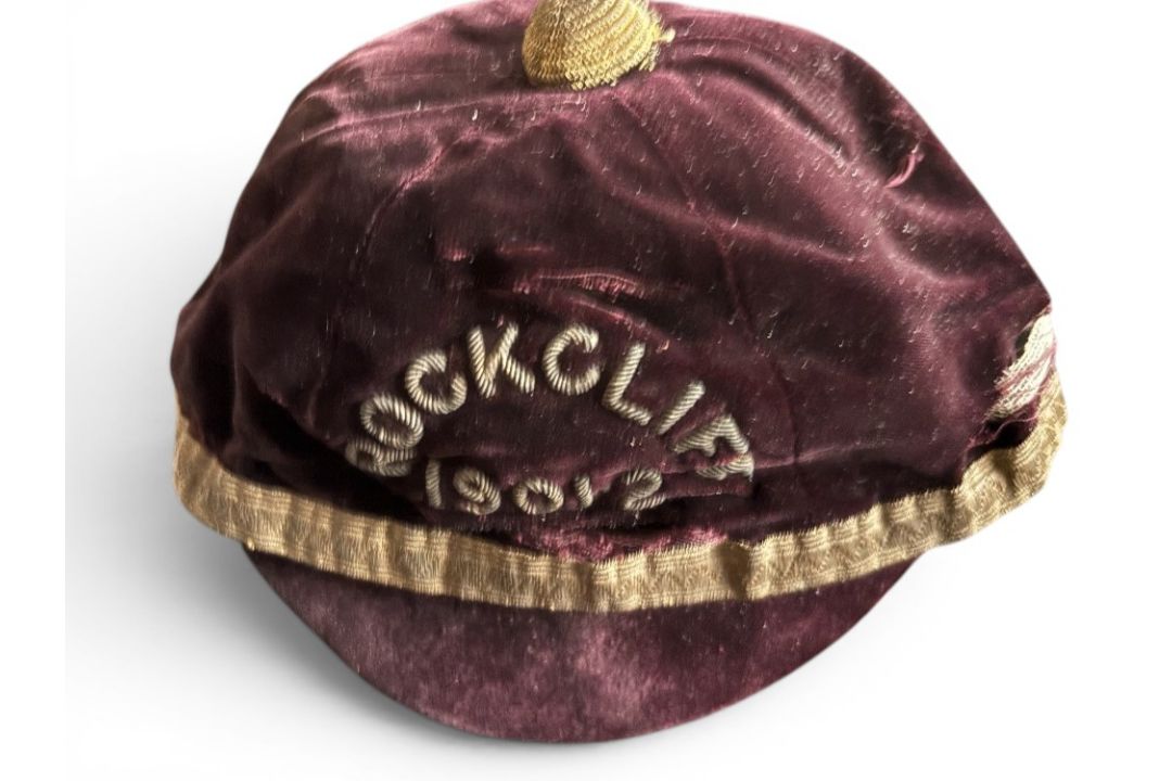 1901-2 Rockcliff RFC Rugby Honours Cap: With some wear but acceptable for age of 125 years, maroon