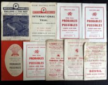 1947-1975 International Rugby Trial Programmes (10): Wales, Final Trials 47, 50, 51, 53, 69, 74
