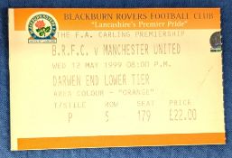 TICKET: Treble season 1998/99 Blackburn Rovers v Manchester United 19 May 1999. (1)
